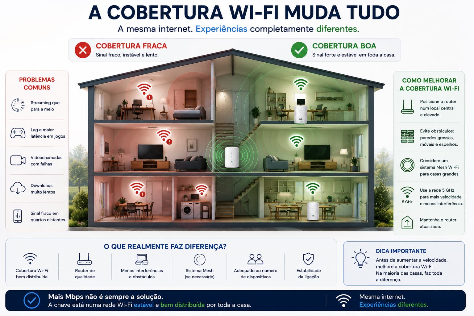 Infográfico sobre quantos Mbps uma família realmente precisa